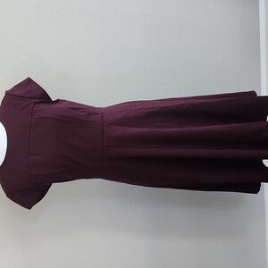 Ann Taylor Burgundy Cap Sleeve Midi Dress